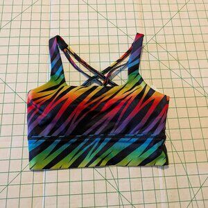 CVG Longline Sports Bra Rainbow Zebra Stripe EUC XS